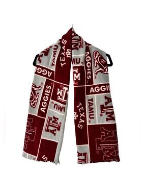 Texas A&M Fleece Scarf Unisex 9” Wide by 57” Long Burgundy Gray A&M Pattern